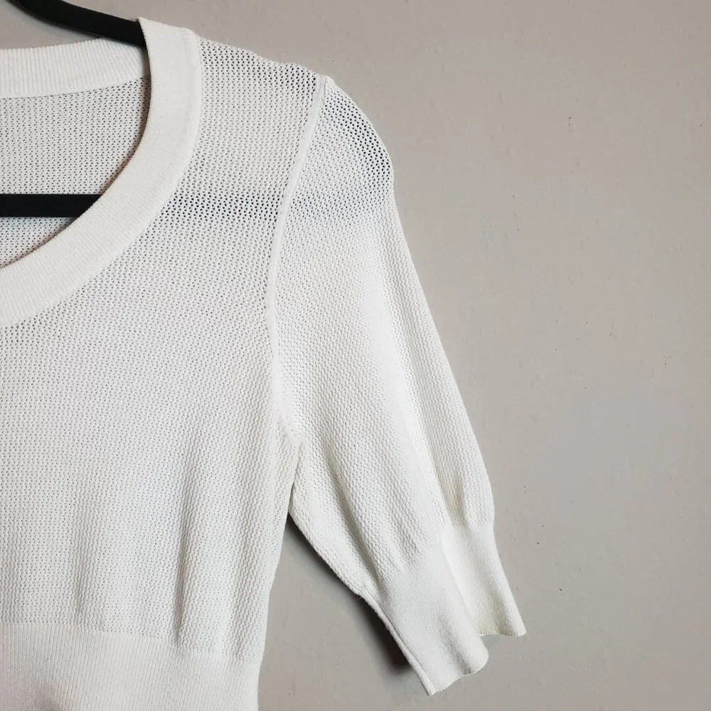 Theory Holli Shock Ivory Button Down Blouse Top Medium - Picture 4 of 7